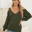 Autumn/Winter Top Deep V Sexy Off Shoulder Loose Hooded Sweater for Women - Korvel
