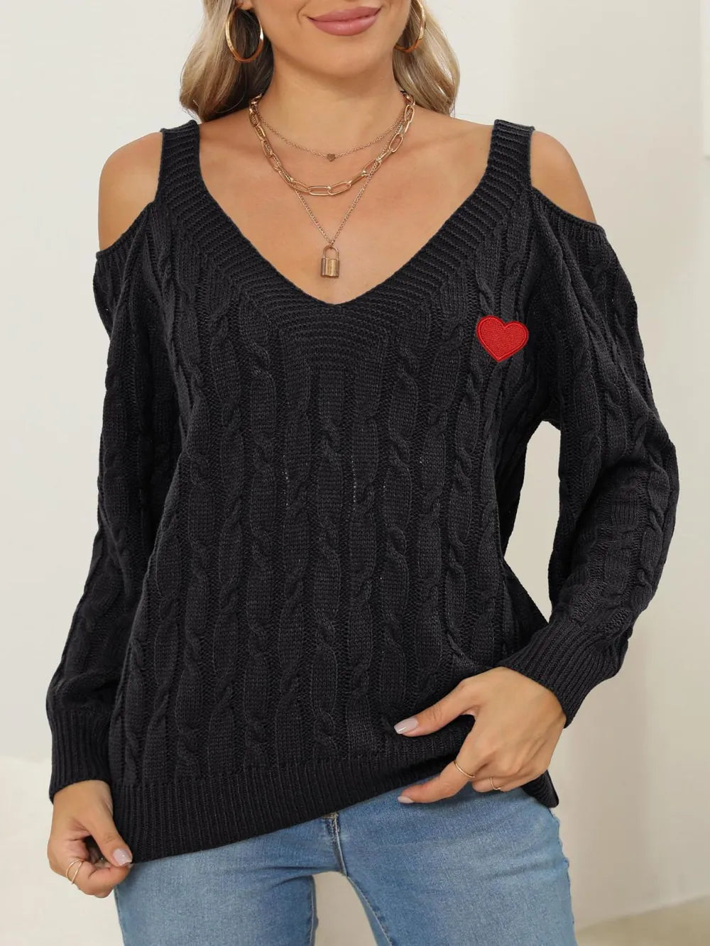 Autumn/Winter Top Deep V Sexy Off Shoulder Loose Hooded Sweater for Women - Korvel
