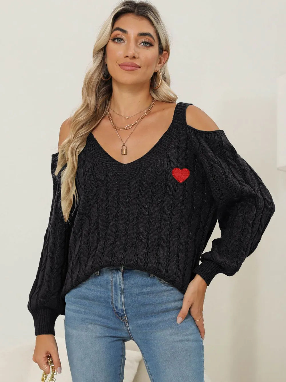 Autumn/Winter Top Deep V Sexy Off Shoulder Loose Hooded Sweater for Women - Korvel