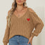 Autumn/Winter Top Deep V Sexy Off Shoulder Loose Hooded Sweater for Women - Korvel