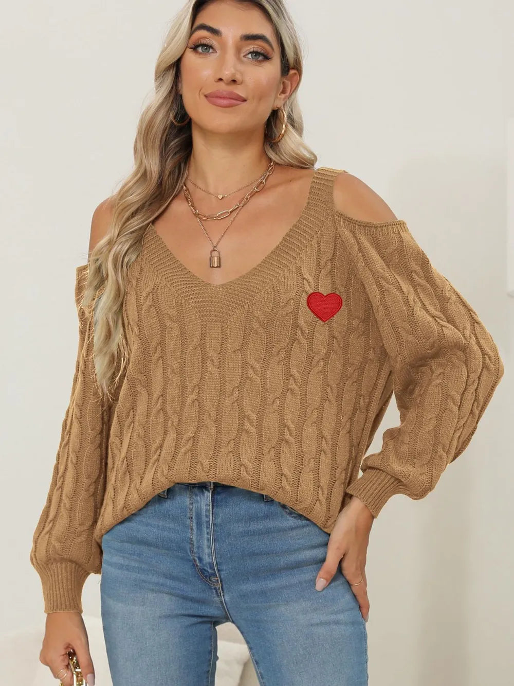 Autumn/Winter Top Deep V Sexy Off Shoulder Loose Hooded Sweater for Women - Korvel