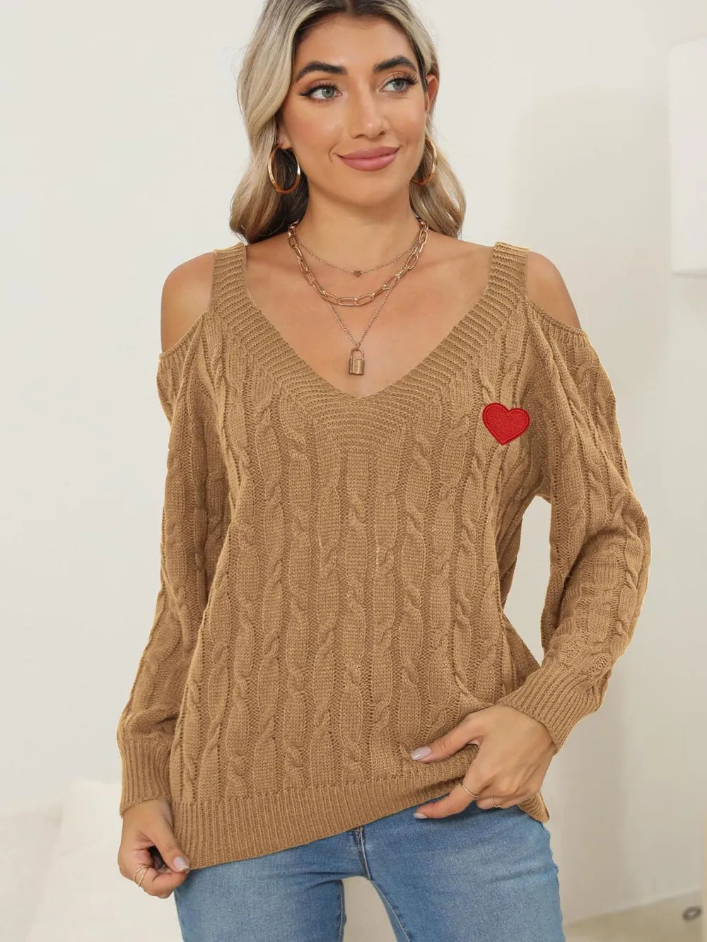 Autumn/Winter Top Deep V Sexy Off Shoulder Loose Hooded Sweater for Women - Korvel