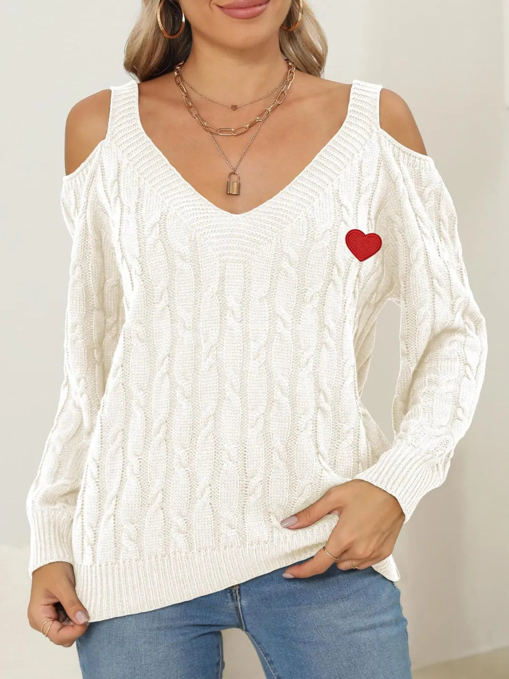 Autumn/Winter Top Deep V Sexy Off Shoulder Loose Hooded Sweater for Women - Korvel