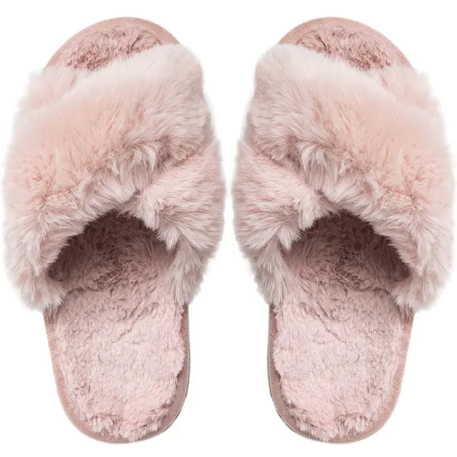 Pantuflas de lujo de invierno con piel