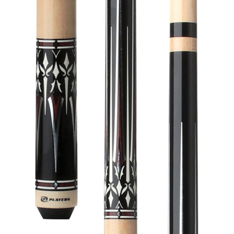 Elegant Midnight Black Cue Stick with Stunning Mother of Pearl Inlays - Korvel