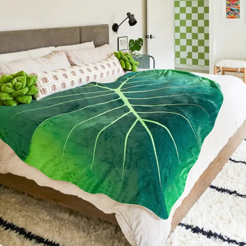 Manta de Hoja - Manta de Franela Acogedora para Decoración del Hogar
