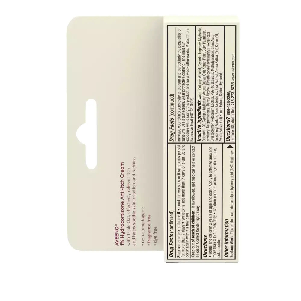 Aveeno Anti-Itch Cream with 1% Hydrocortisone, 1 oz.