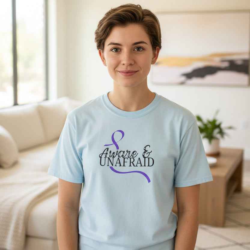 Aware & Unafraid T-Shirt – Epilepsy Awareness Purple Tee