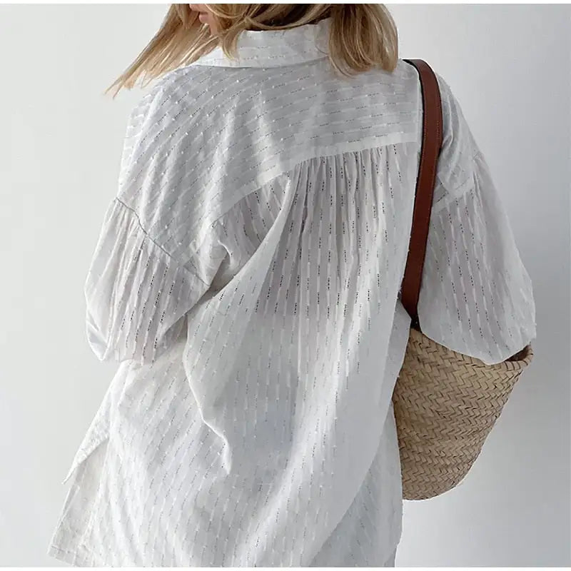Lantern Sleeve Loose Shirt and Shorts Set