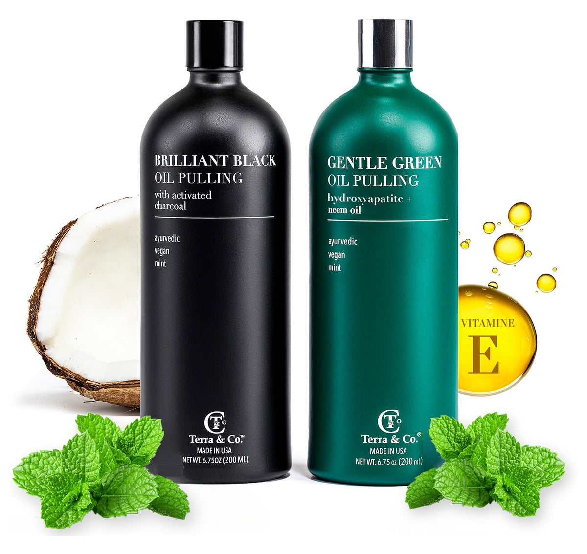 Terra & Co.® Paquete de Aceite de Tirar – Verde Suave + Negro Brillante