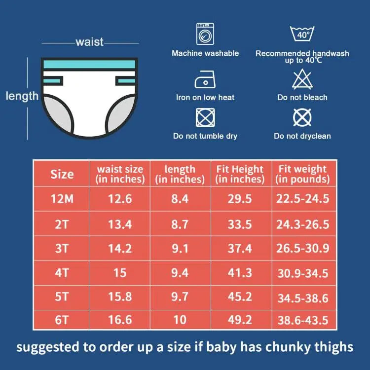 MooMoo Baby Paquete de 8 Pantalones de Entrenamiento de Algodón para Niños Pequeños 2T-9T