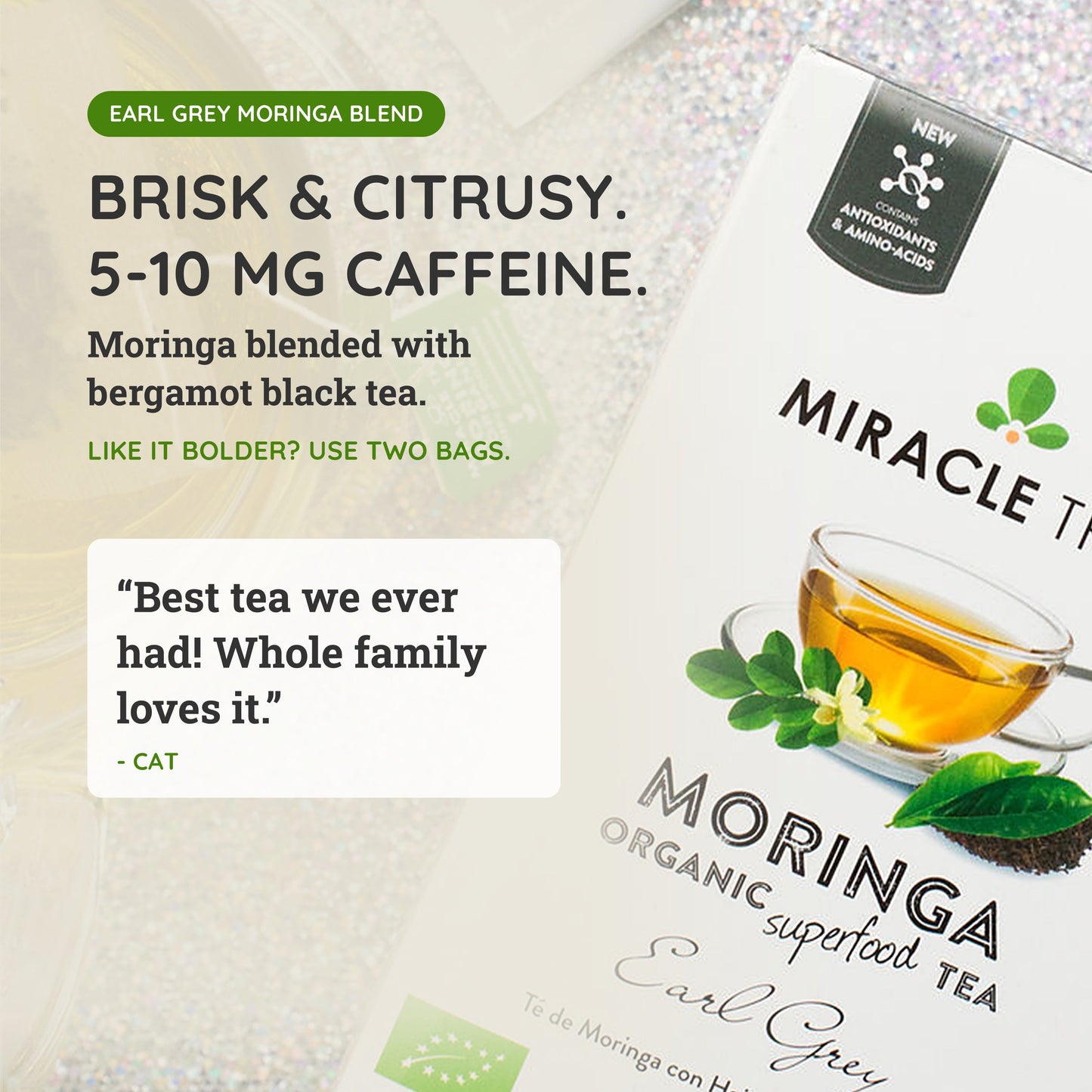 Organic Moringa Earl Grey Tea - 25 Wrapped Bags