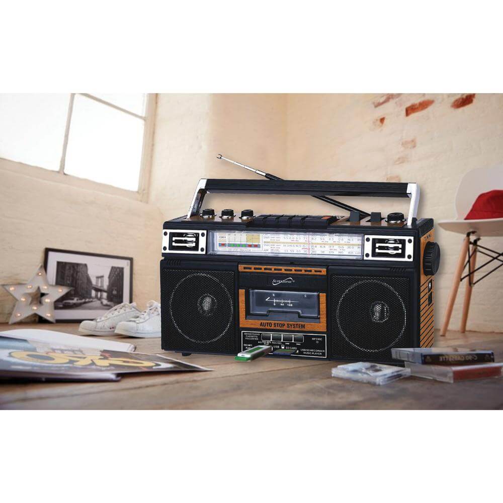 Supersonic 4 Band Bluetooth Radio & Cassette Player + Cassette To Mp3 Converter - Korvel