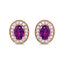 14K Rose Gold Garnet and Diamond Halo Stud Earrings