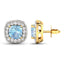 Boucles d'oreilles en aquamarine véritable et diamants blancs de 1,95 carat