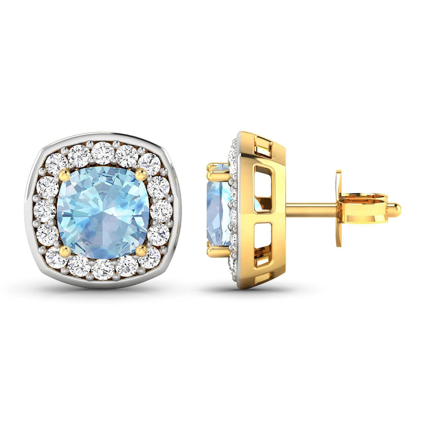 Boucles d'oreilles en aquamarine véritable et diamants blancs de 1,95 carat