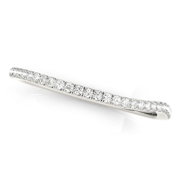 14k White Gold Slim Curved Diamond Wedding Ring