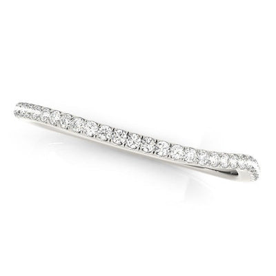 14k White Gold Slim Curved Diamond Wedding Ring
