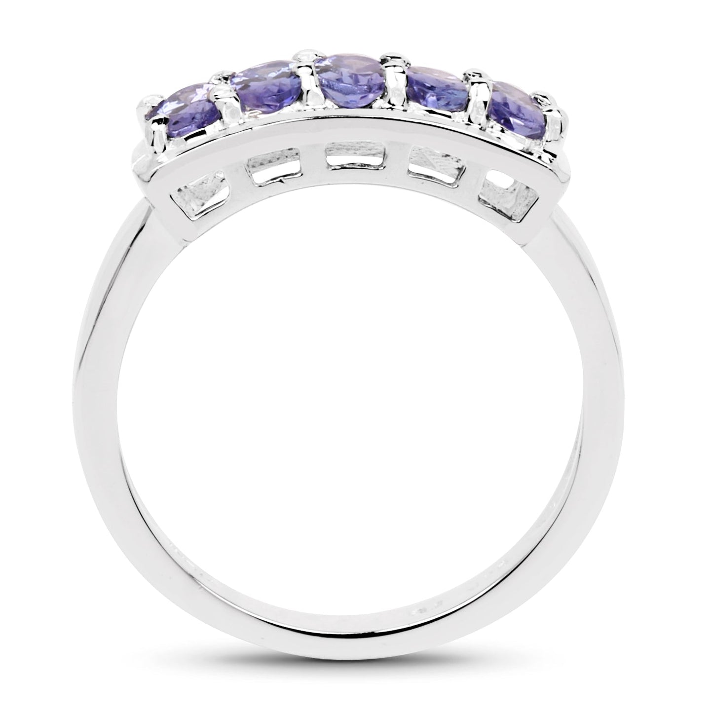 1.25 Carat Genuine Tanzanite Sterling Silver Engagement Ring
