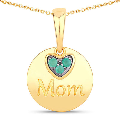 Pendentif en argent sterling avec émeraude véritable de 0,17 carat