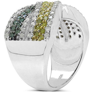 Bague de fiançailles en argent sterling avec plusieurs diamants de 1,44 carat