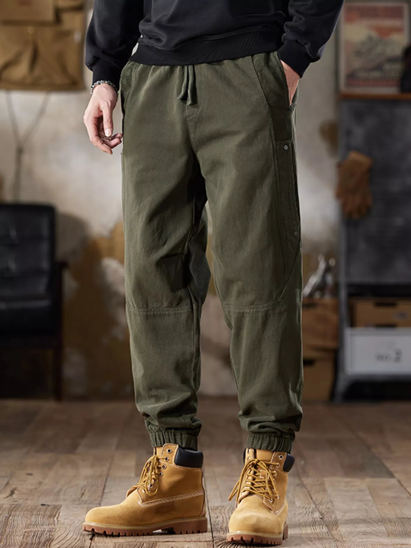 Men's Plus Size Casual Drawstring Cargo Joggers