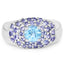 Bague en argent sterling avec topaze bleue et tanzanite de 2,78 carats
