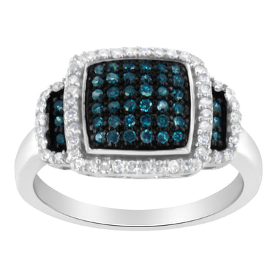 Black Rhodium Plated .925 Sterling Silver Diamond Cocktail Ring - Size 6