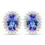 Boucles d'oreilles en tanzanite véritable de 1,71 carat et diamants blancs en or jaune 14K