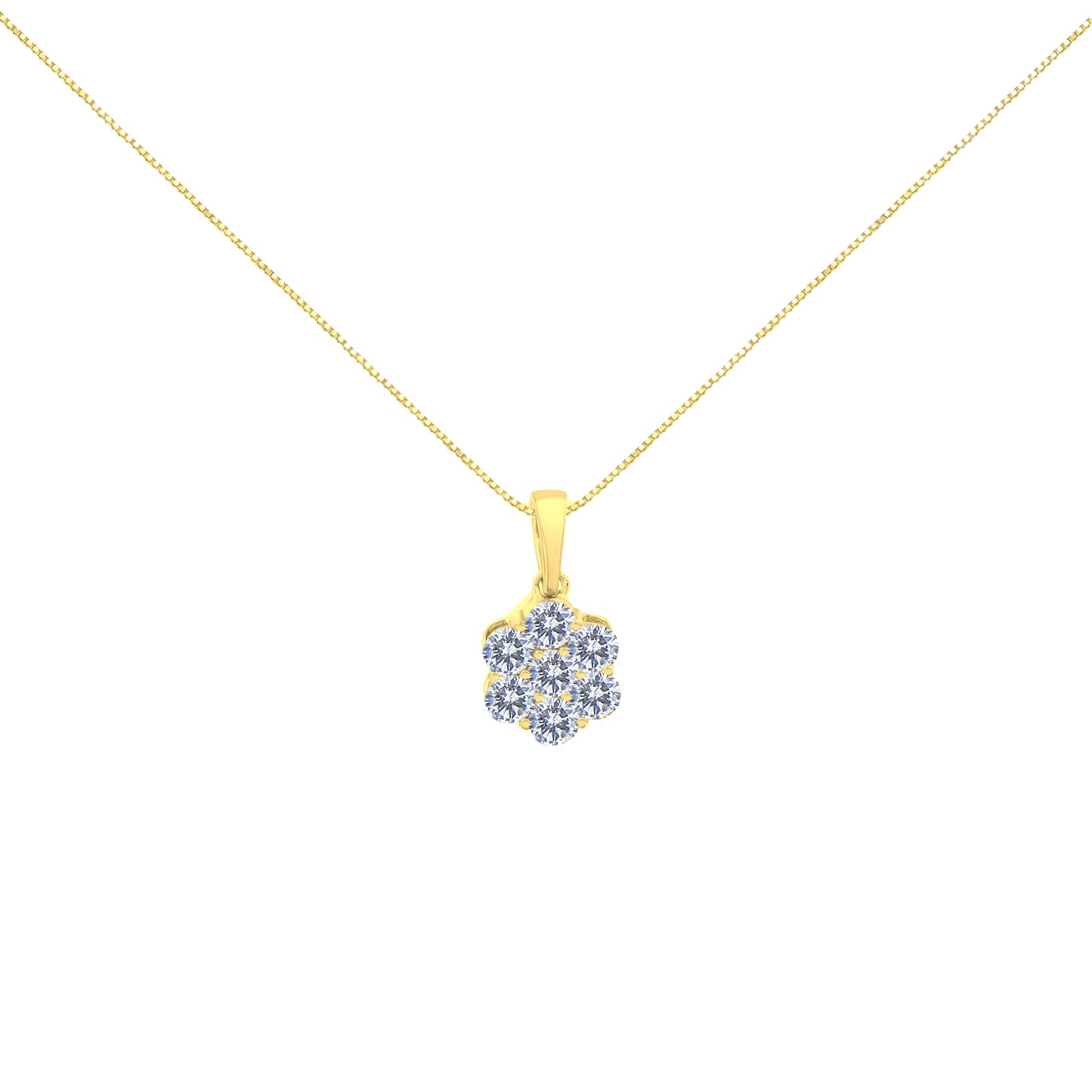 Collar con colgante de flor en oro amarillo de 14K y diamantes de 1.00 Cttw