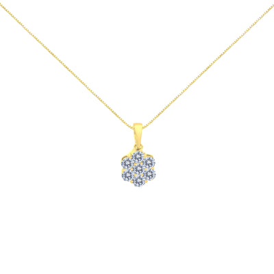 Pendentif collier floral en diamant de 1,00 cttw en or jaune 14K