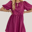 Elegant Ruched Puff Sleeve Mini Dress with Bow Detail
