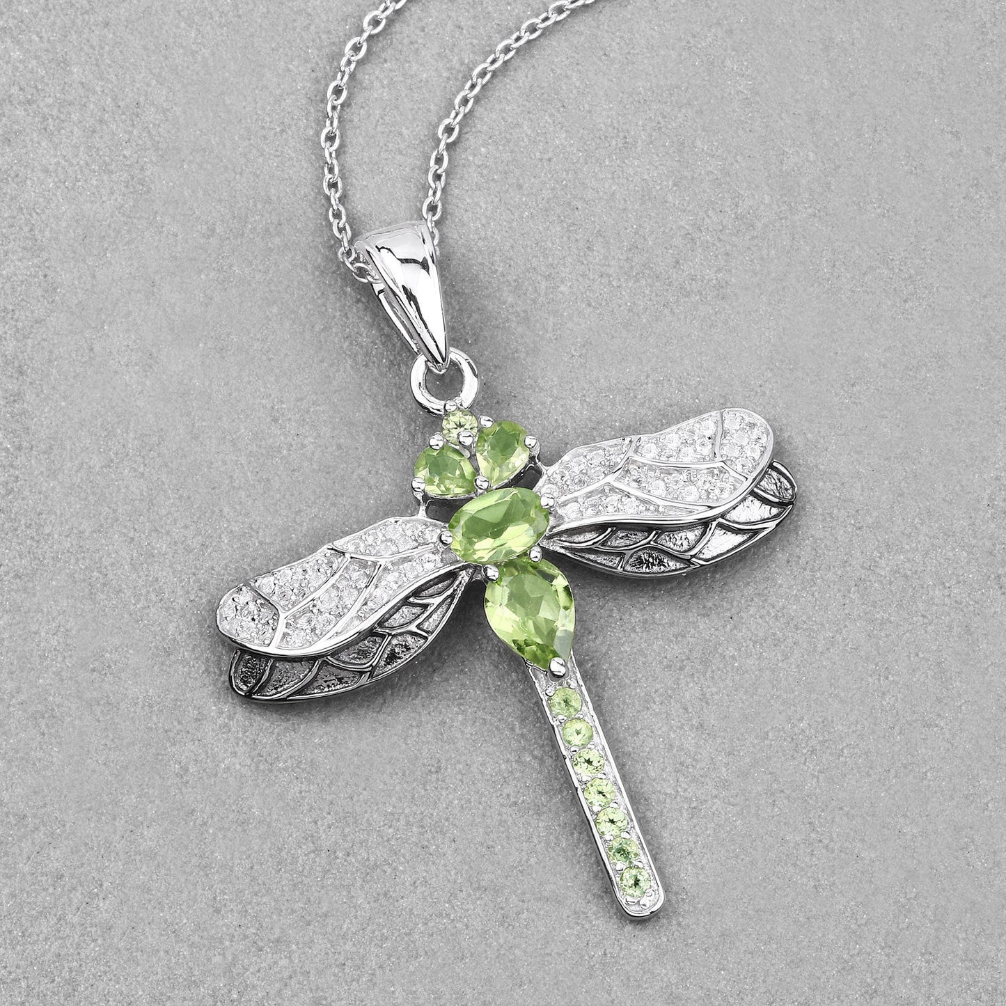 Pendentif en argent sterling avec péridot et topaze blanche de 1,98 carat