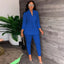 Ensemble de Chemise à Lacets en V et Pantalons Serrés