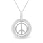 Matte Finish .925 Sterling Silver Diamond Accent Peace Sign Necklace