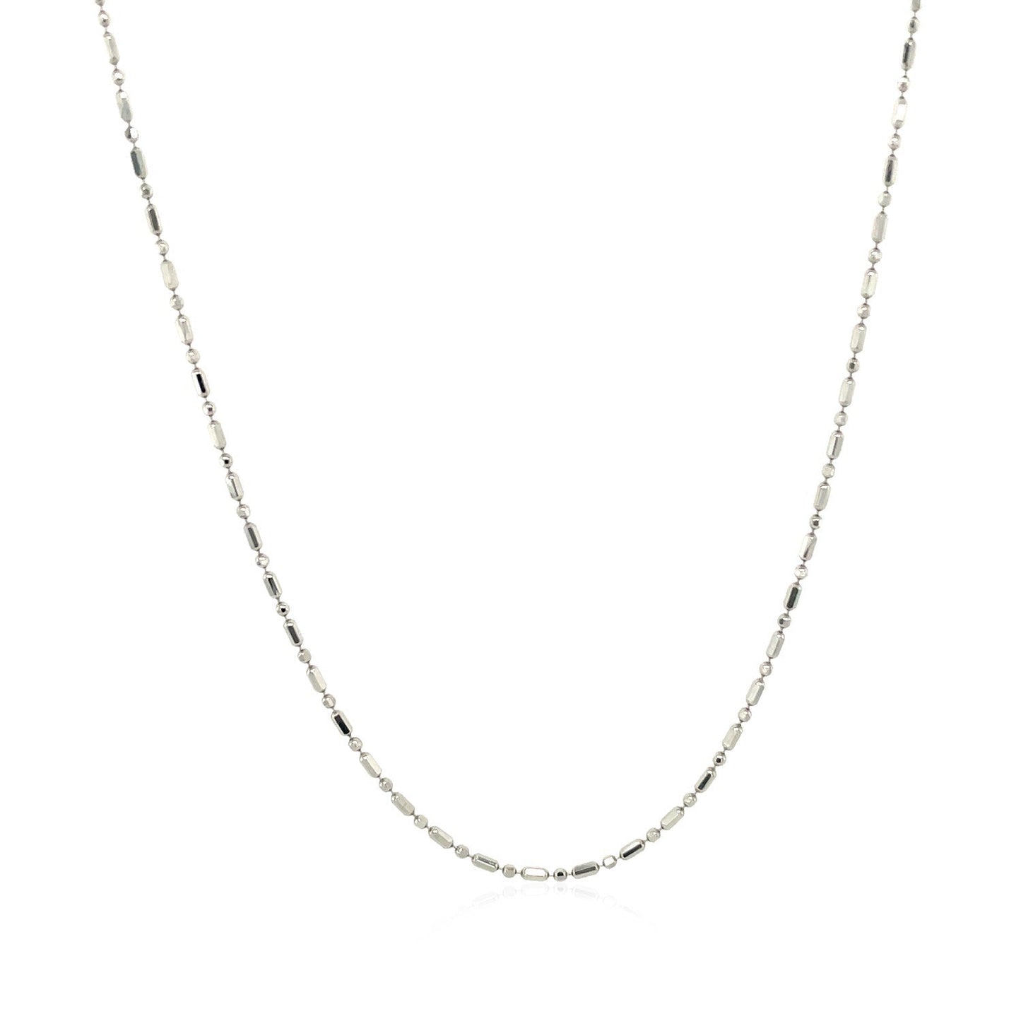 14k White Gold Diamond-Cut Bead Chain - 1.0mm
