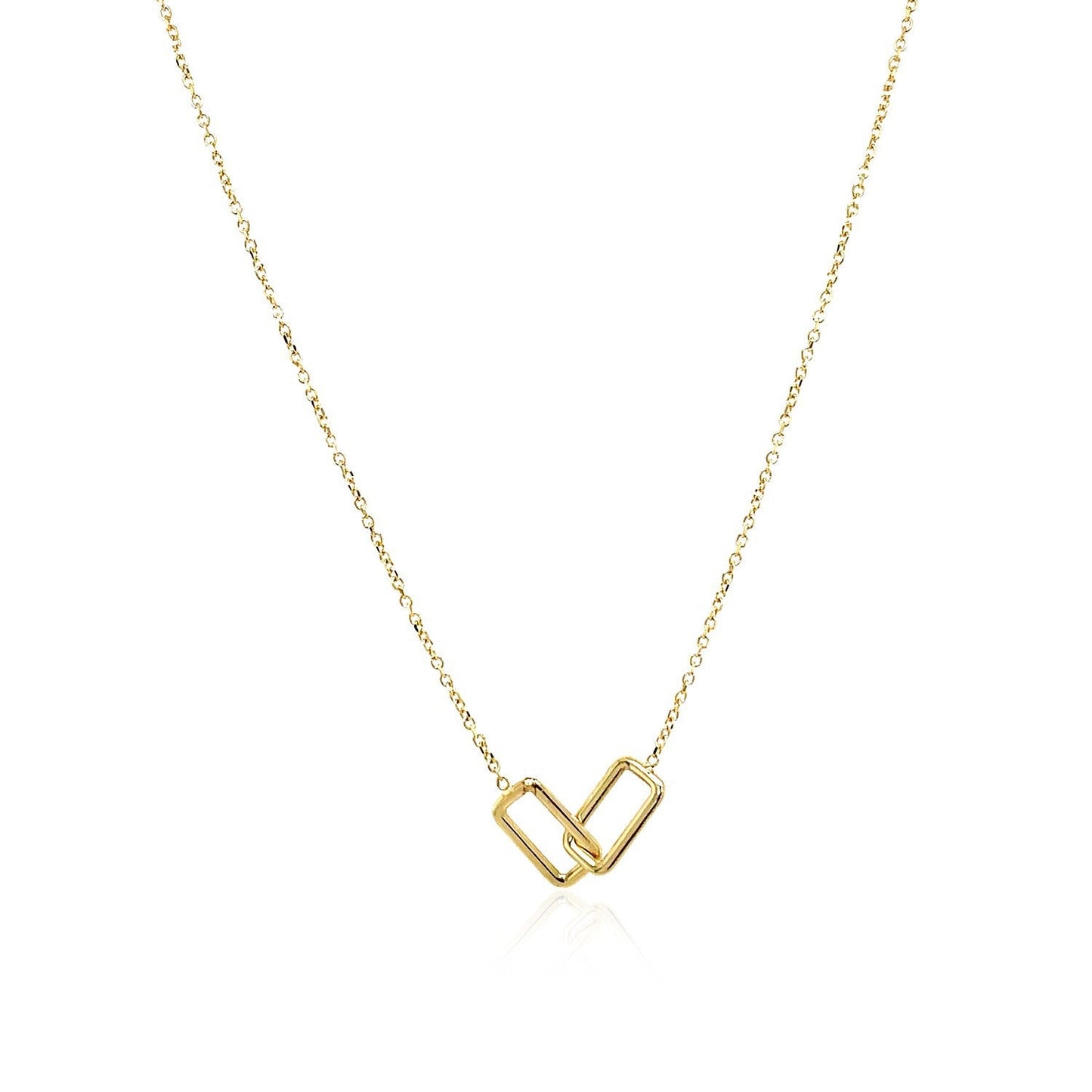 Collar de Rectángulos Interconectados de Oro Amarillo de 14k