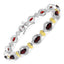 Two Tone Plated Garnet .925 Sterling Silver Bracelet