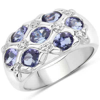 Bague de fiançailles en argent sterling avec tanzanite véritable de 2,31 carats