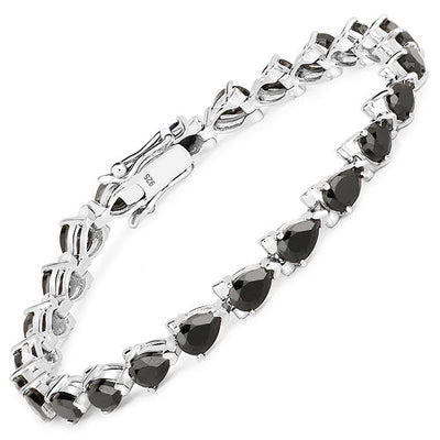 Pulsera de plata esterlina 925 con espinela negra genuina de 14.82 quilates