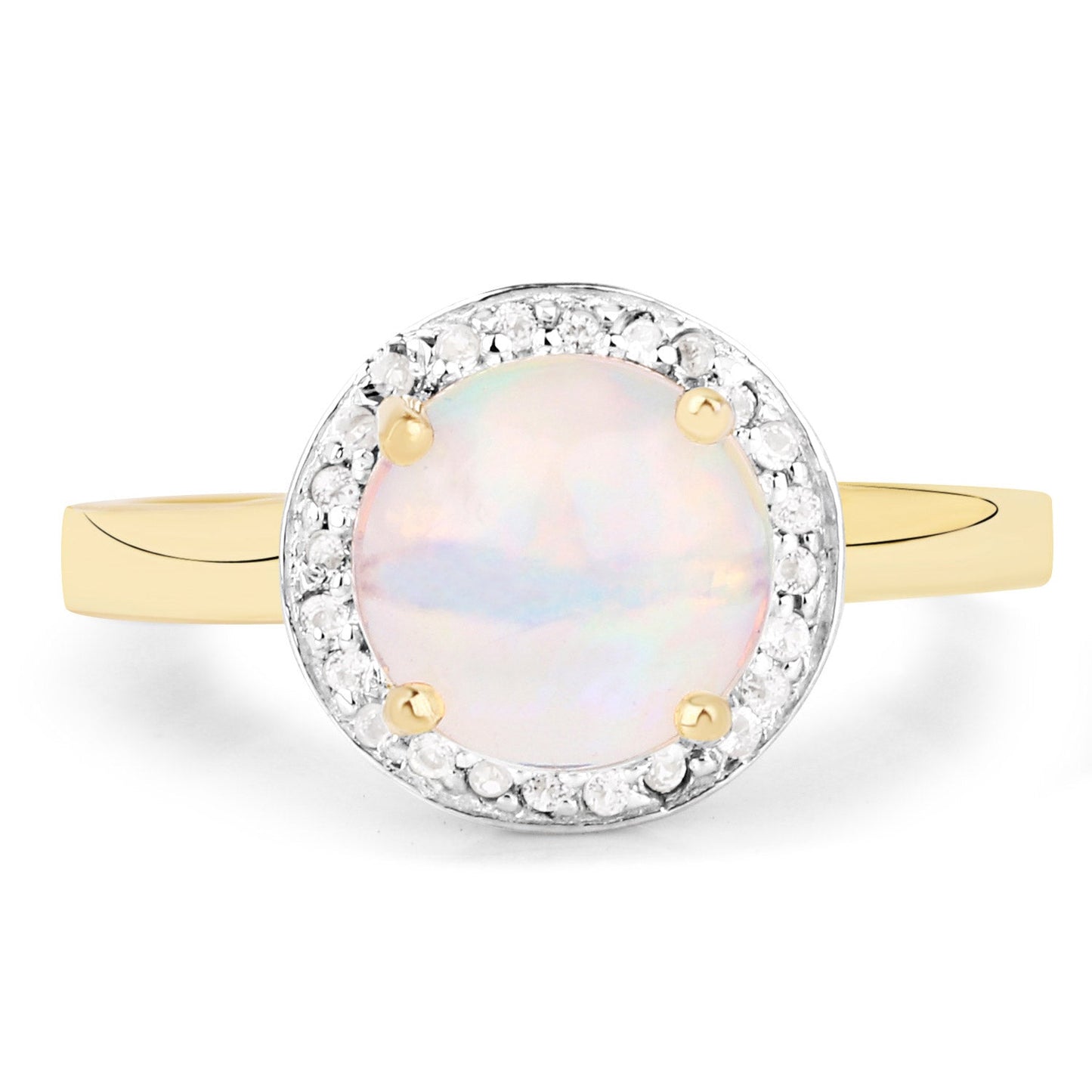 0.95 Carat Ethiopian Opal & White Topaz Sterling Silver Ring