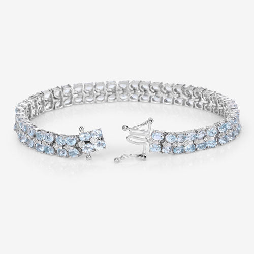 Bracelet en argent sterling avec topaze bleue de 17,22 carats et diamants