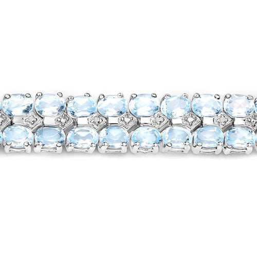 Bracelet en argent sterling avec topaze bleue de 17,22 carats et diamants