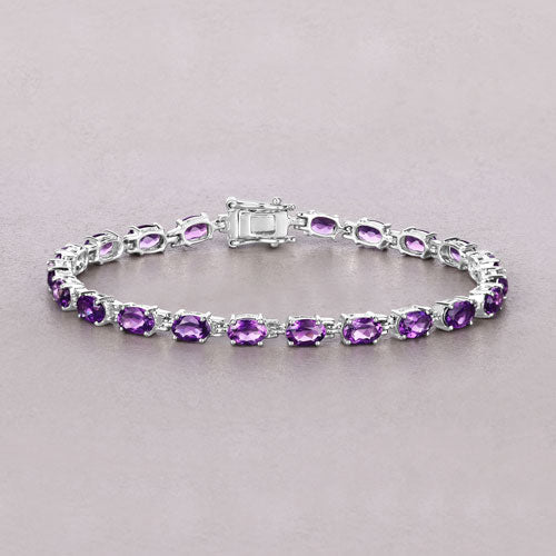 7.98 Carat Genuine Amethyst Sterling Silver Bracelet