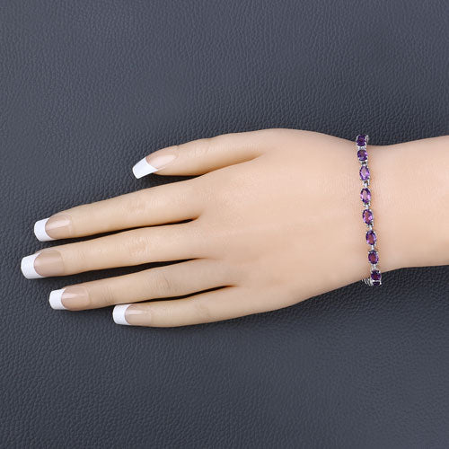 7.98 Carat Genuine Amethyst Sterling Silver Bracelet