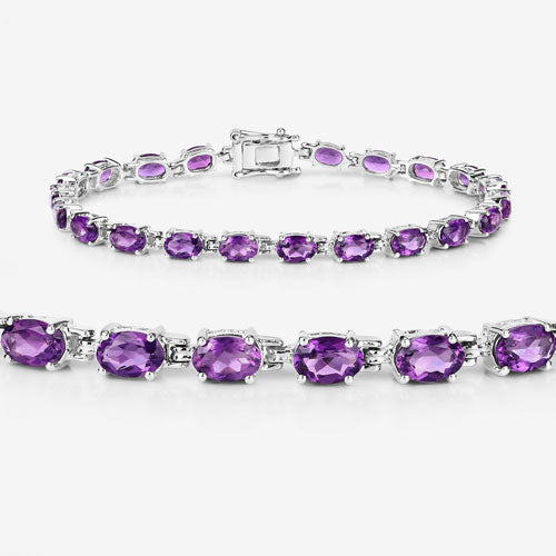 7.98 Carat Genuine Amethyst Sterling Silver Bracelet