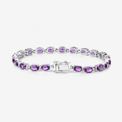 7.98 Carat Genuine Amethyst Sterling Silver Bracelet