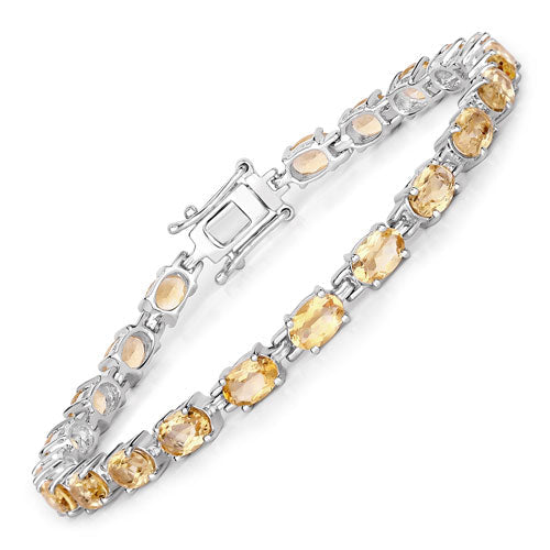 Pulsera de Plata de Ley con Citrino Genuino de 9.03 Quilates