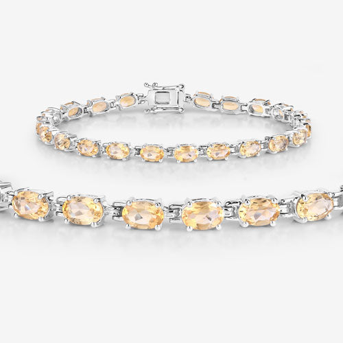 Pulsera de Plata de Ley con Citrino Genuino de 9.03 Quilates