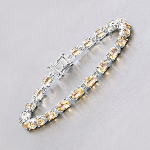 Pulsera de Plata de Ley con Citrino Genuino de 9.03 Quilates